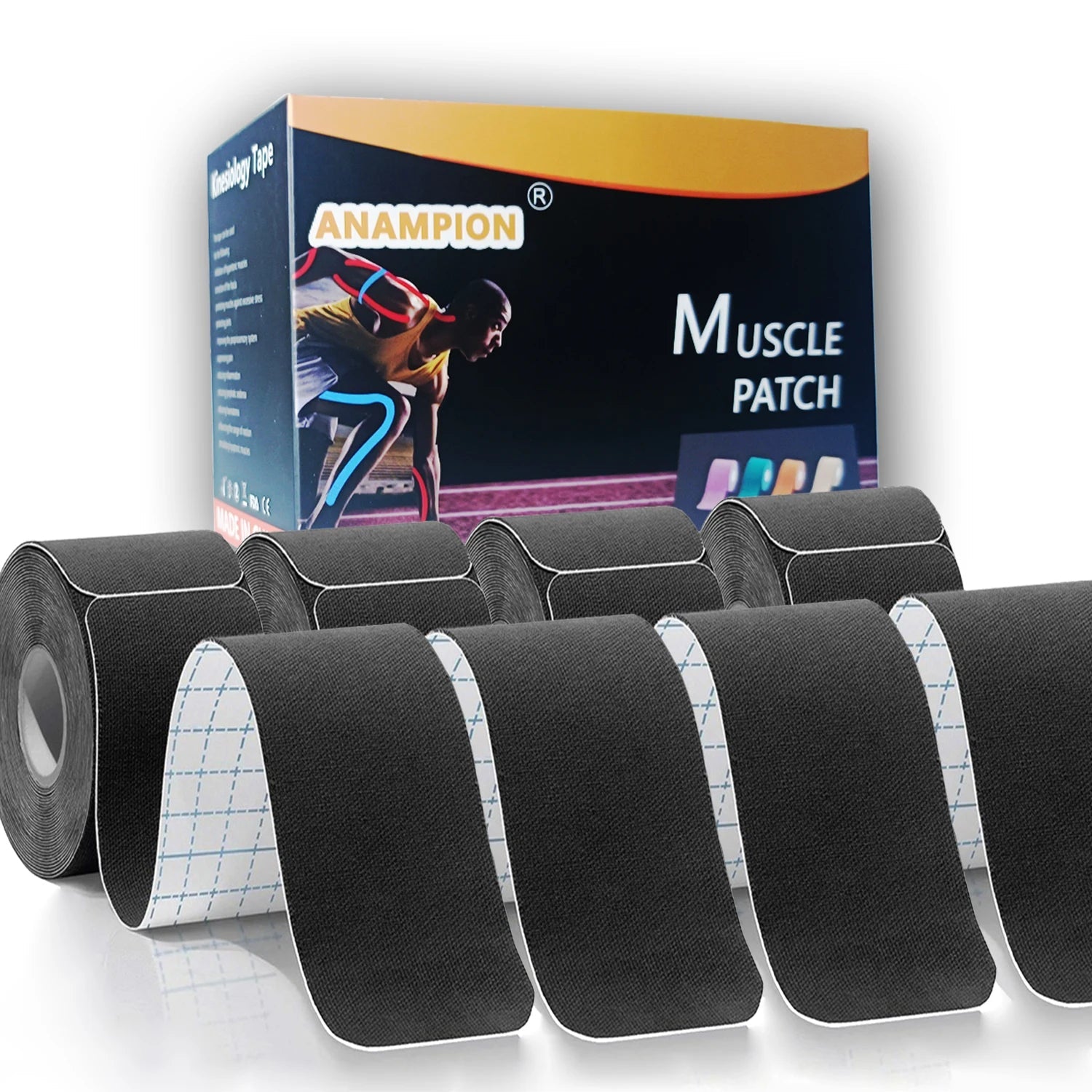 4-Roll Set Waterproof Breathable Latex-Free Athletic Tape with 80 Precut Strips