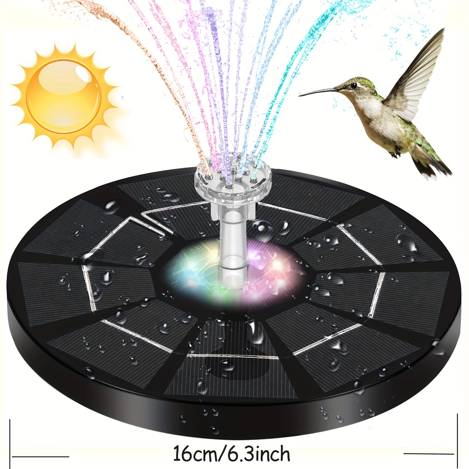 Solar Fountain Pump 3W – Built-in Battery for Garden and Pond