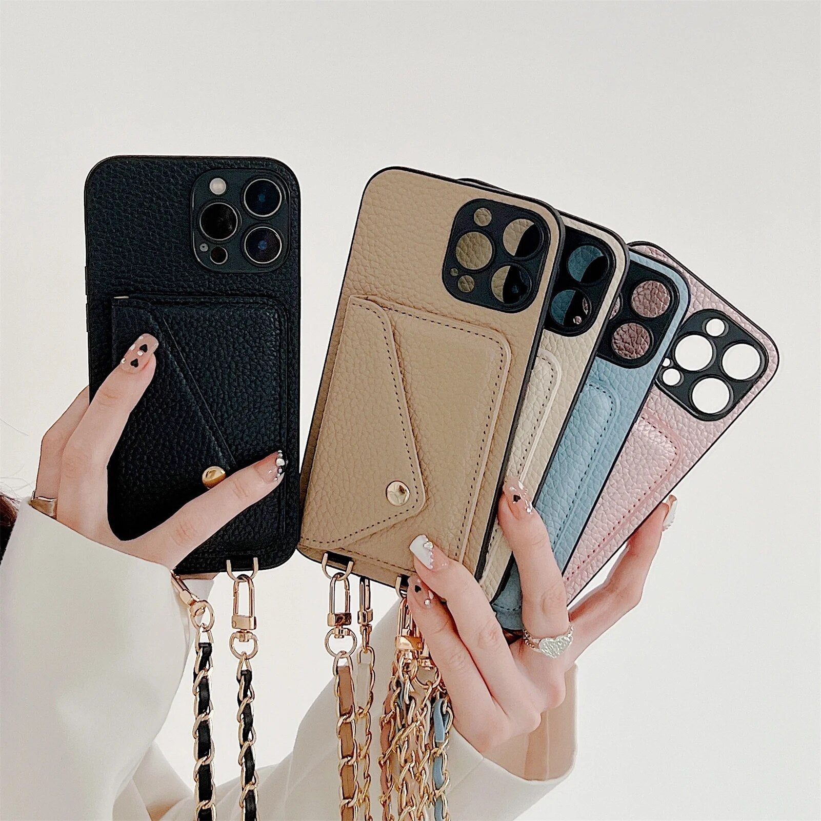 High-Quality Crossbody Wallet Leather iPhone Case with Card Holder and Wallet Function