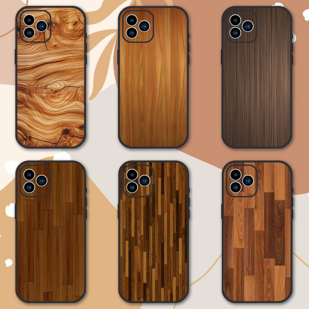 Luxury iPhone Case Made of Solid Wood Bamboo and Metallic with Smooth Brown Wood Grain
