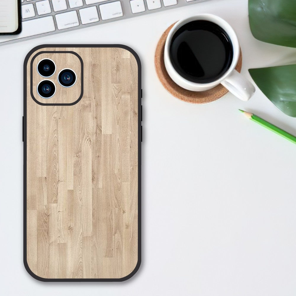 Luxury iPhone Case Made of Solid Wood Bamboo and Metallic with Smooth Brown Wood Grain