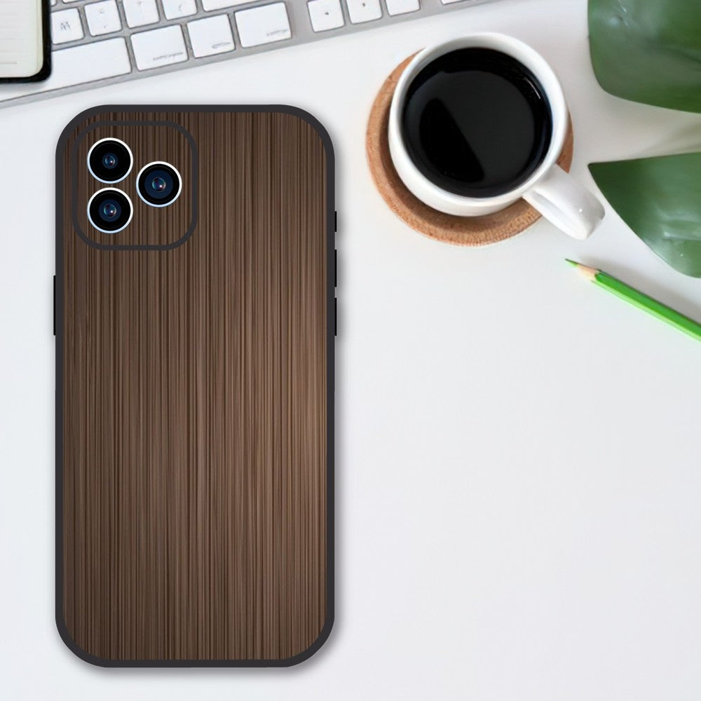 Luxury iPhone Case Made of Solid Wood Bamboo and Metallic with Smooth Brown Wood Grain