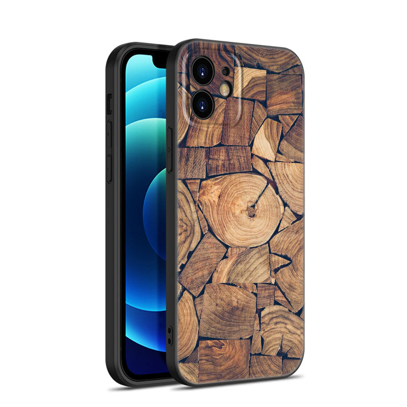 Luxury iPhone Case Made of Solid Wood Bamboo and Metallic with Smooth Brown Wood Grain