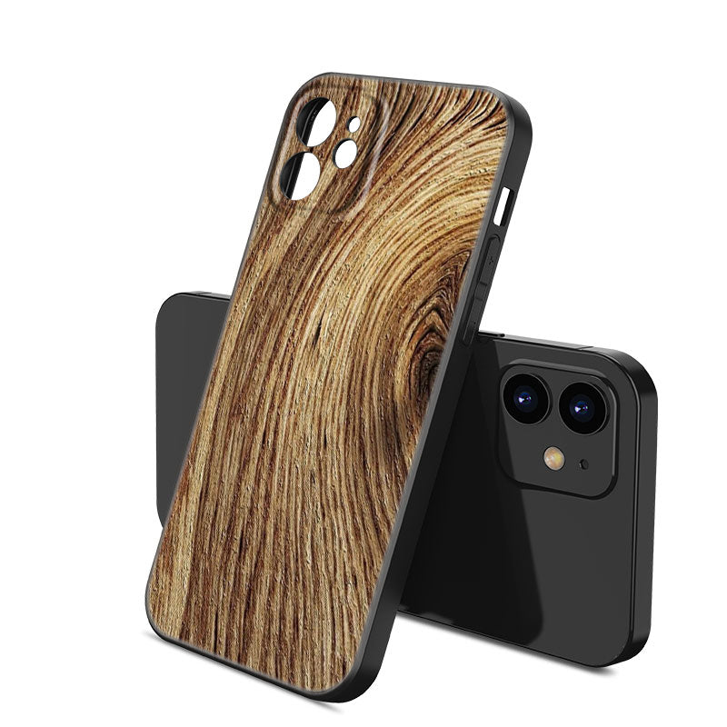 Luxury iPhone Case Made of Solid Wood Bamboo and Metallic with Smooth Brown Wood Grain