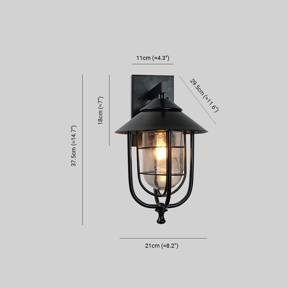 LumioLine® Vintage Outdoor Wall Light – Metal & Glass, Retro Black Design