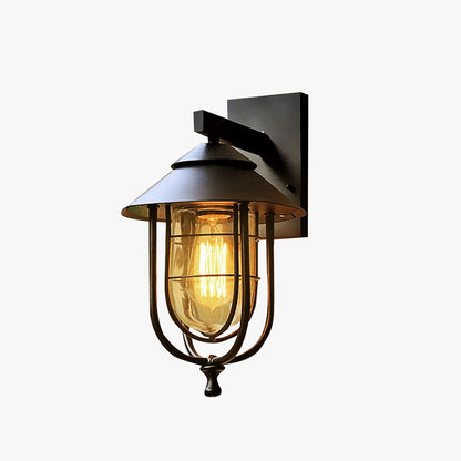 LumioLine® Vintage Outdoor Wall Light – Metal & Glass, Retro Black Design