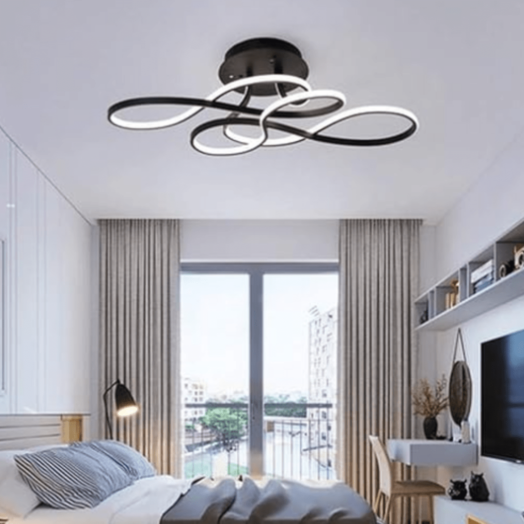 LuminaVolute - Elegant Black LED Swirl Ceiling Light