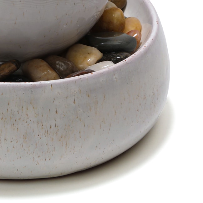 Ceramic Fountain with Sphere and Pebbles