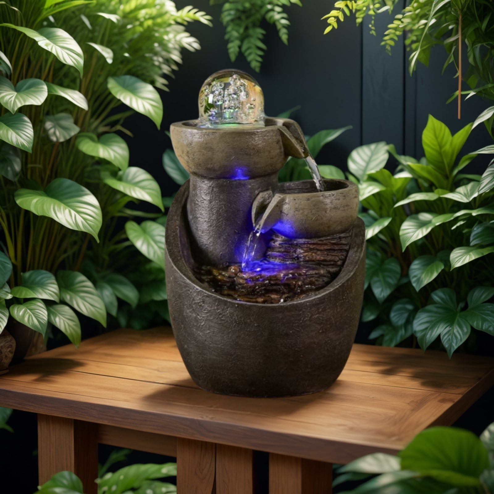 Malla Indoor Fountain – Zen Cascade with Rotating Glass Ball