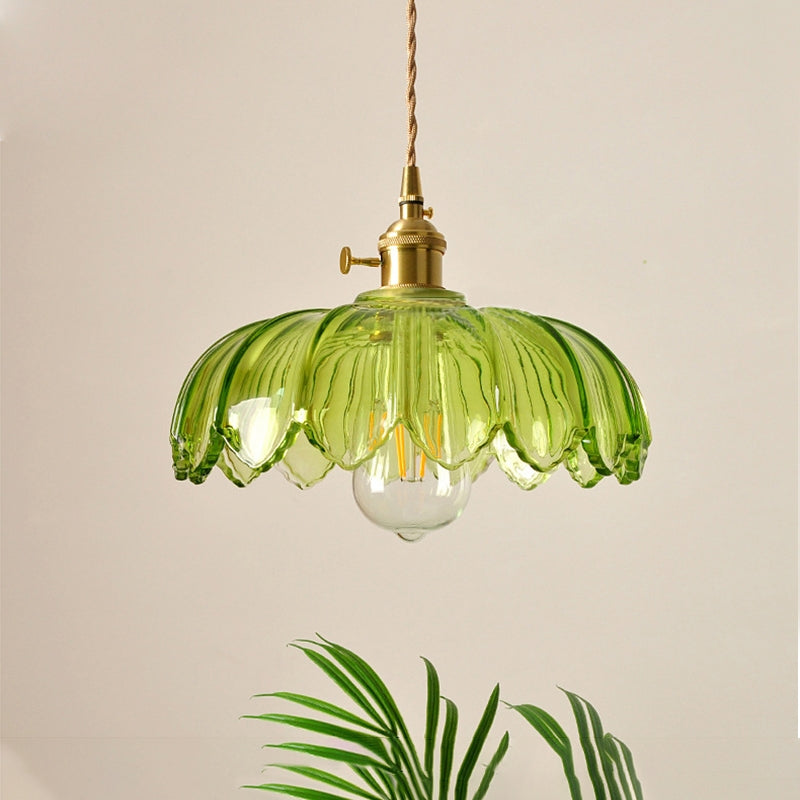 Vintage Glazed Flower Pendant Lamp