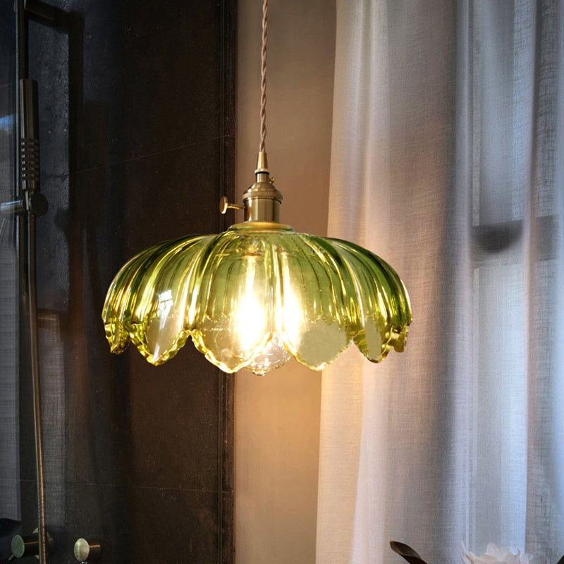 Vintage Glazed Flower Pendant Lamp