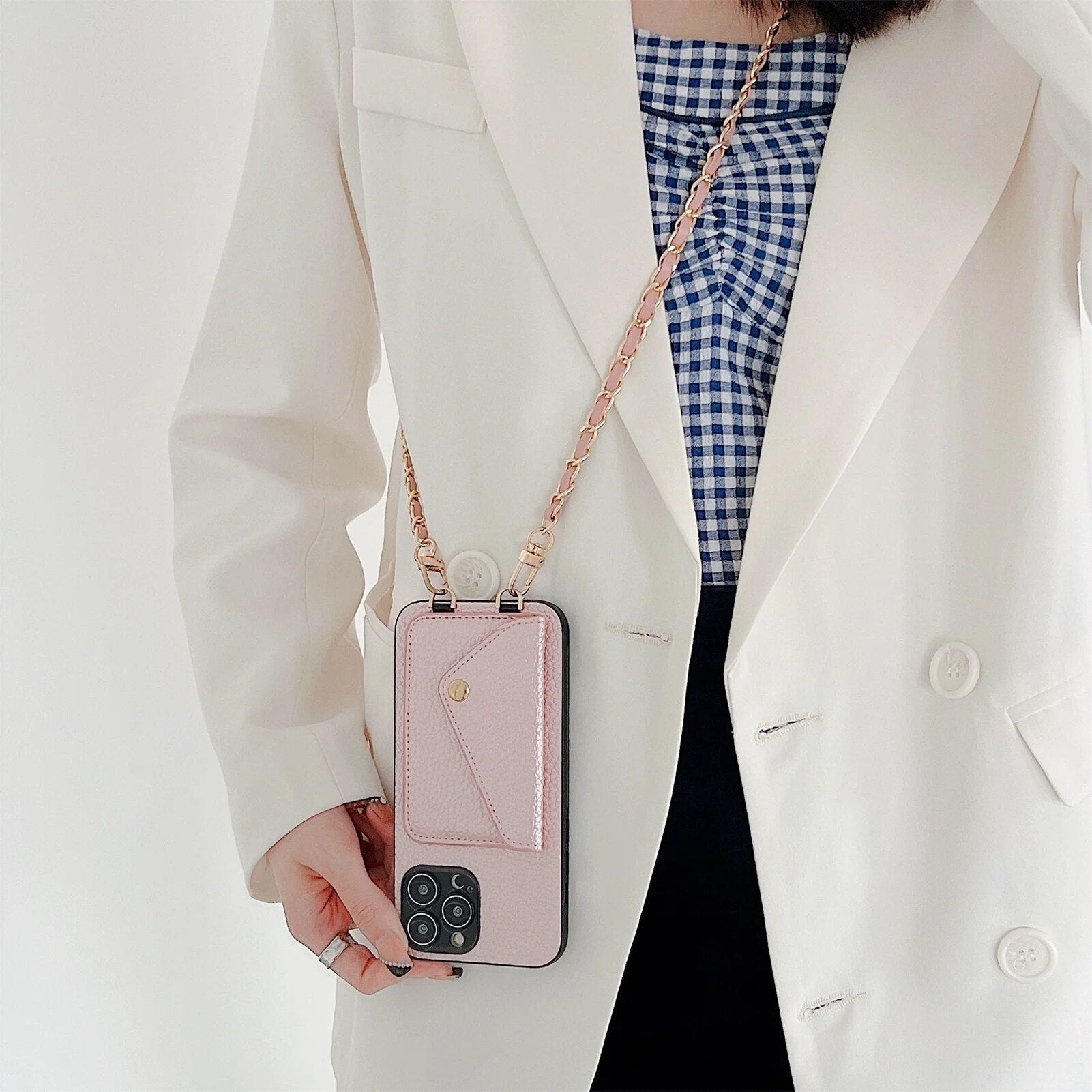 High-Quality Crossbody Wallet Leather iPhone Case with Card Holder and Wallet Function