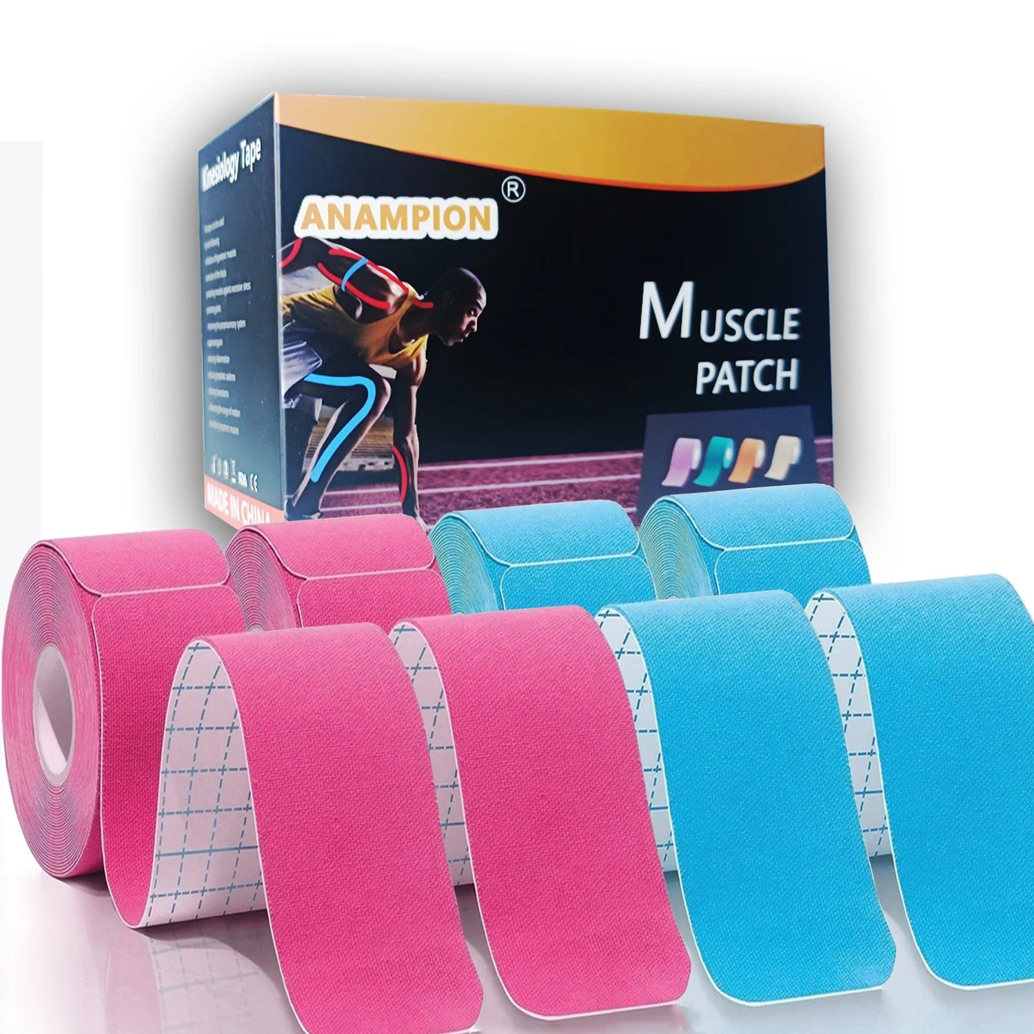 4-Roll Set Waterproof Breathable Latex-Free Athletic Tape with 80 Precut Strips