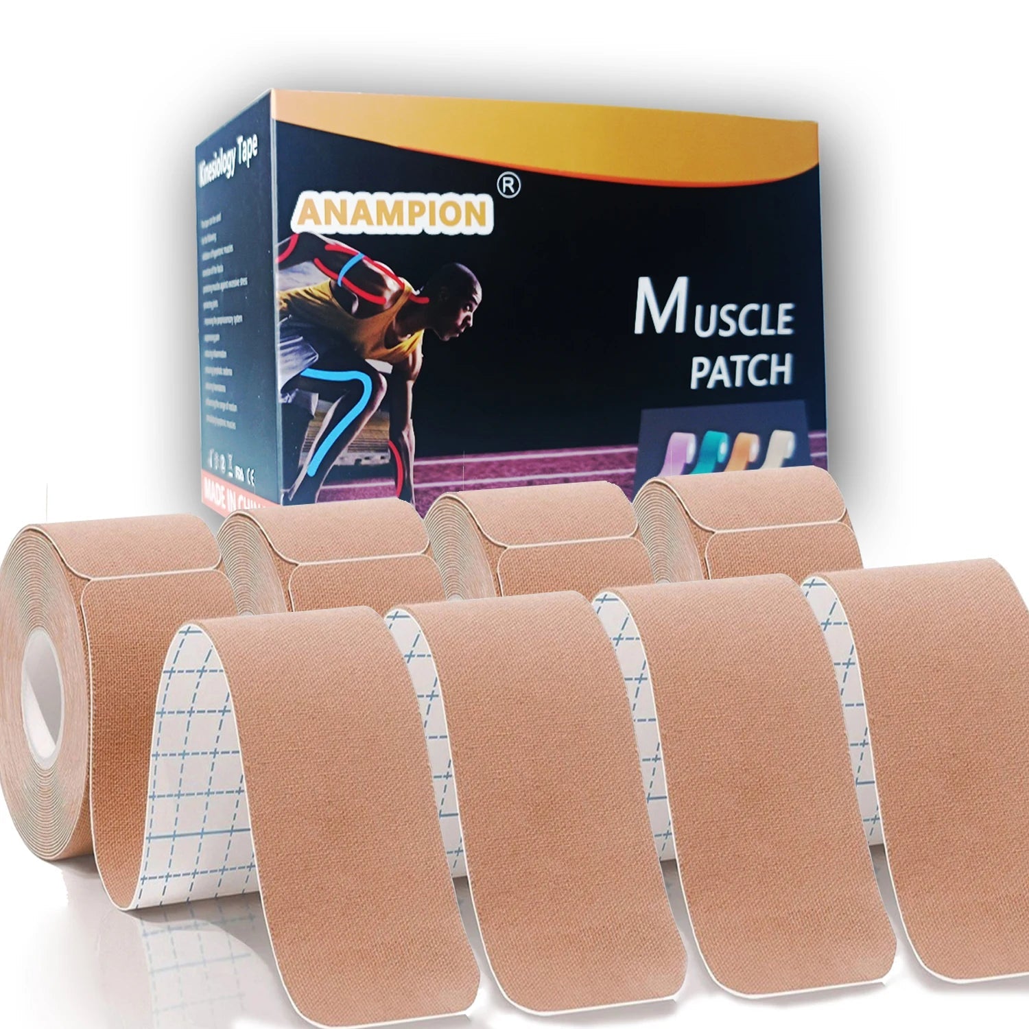 4-Roll Set Waterproof Breathable Latex-Free Athletic Tape with 80 Precut Strips
