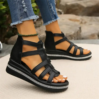 Elegant Rhinestone Wedge Sandals for Women